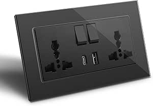 Legrand Bel S Range Switch socket 13a multistandard 2 Gangang + usb A+C Anthracite