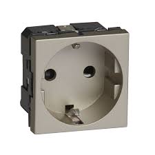 Legrand Art socket 2p+t 16A 2mod. shuttered alu