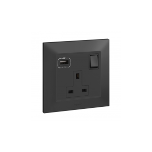 Legrand Bel S Range Switch socket 13a + usb Anthracite