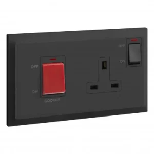 Legrand Bel S Range cooker unit 45a dp + neon + socket 1 Gangang Anthracite