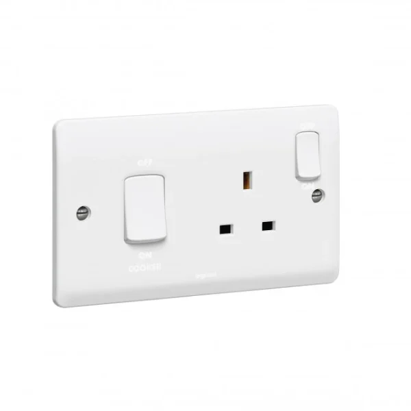Legrand Syn cooker unit 45a dp + neon + socket 2 Gangang xxxxx