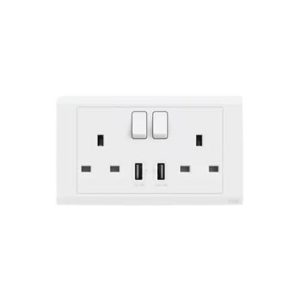 Switch Socket Inora USB 2Gang 13Amp -ABB